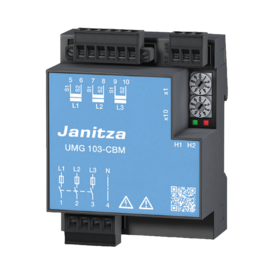 Janitza Universalmessgerät UMG 103-CBM für die Hutschiene, in Niederspannungsverteilungsanlagen und dient der Messung und Kontrolle elektrischer Kennwerte in Energieverteilungsanlagen. Es misst Oberschwingungen bis zur 40. Harmonischen.