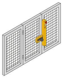 Sichere Schutztürüberwachung mit PSENsgateDas sichere Schutztürsystem PSENsgate findet bei großen Schutztüren Anwendung. Ebenso kommt es bei Schutztüren, die in bestimmten Betriebssituationen nicht ungewollt geöffnet werden dürfen, zum Einsatz. Dies erfol