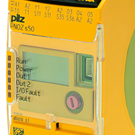 Sicherheitsrelais PNOZ s50, einfache Navigation per Drehknopf zur Navigation durch die Menüs Anzeige von Einstellparametern und Diagnosemeldungen mittels Display Sicherheitsrelais mit zwei 2-poligen, sicheren elektronischen Digitalausgängen für 24 V DC