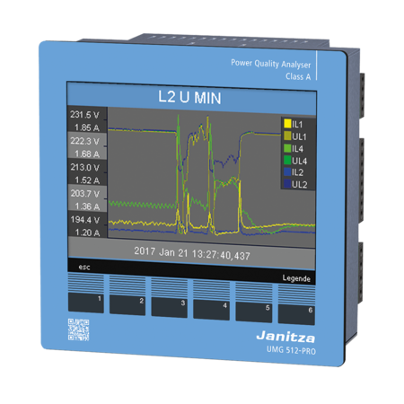 Spannungsqualitätsanalysator UMG 512-PRO Das Janitza UMG 512-PRO ist für die Überwachung der Spannungsquali- tät nach gängigen Normen, z.B. der EN 50160, IEEE519 oder der EN 61000-2-4 geeignet.